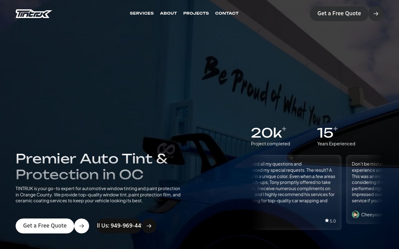 Homepage of TINTRUK's website