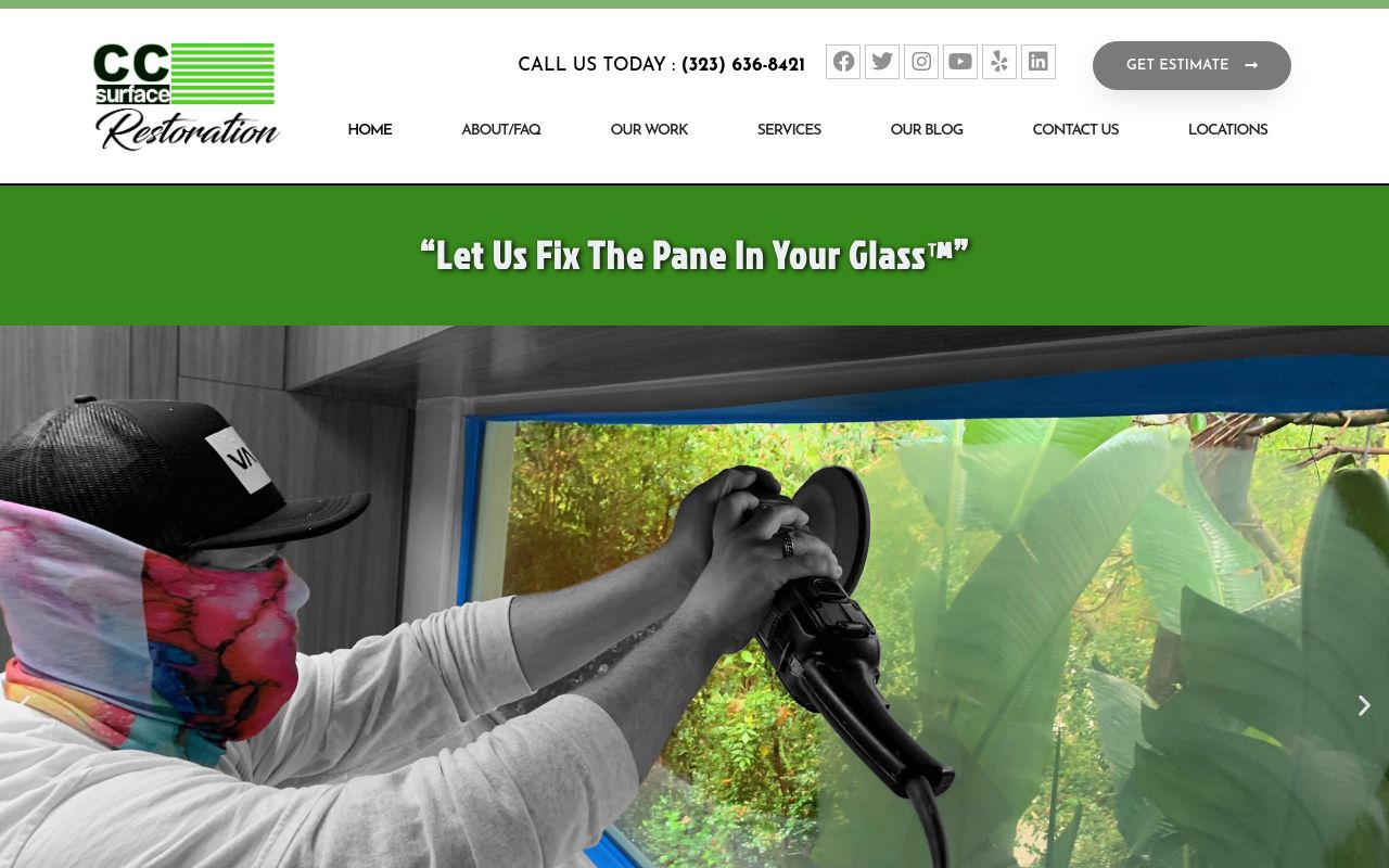 Homepage of CC Surface Restoration's website