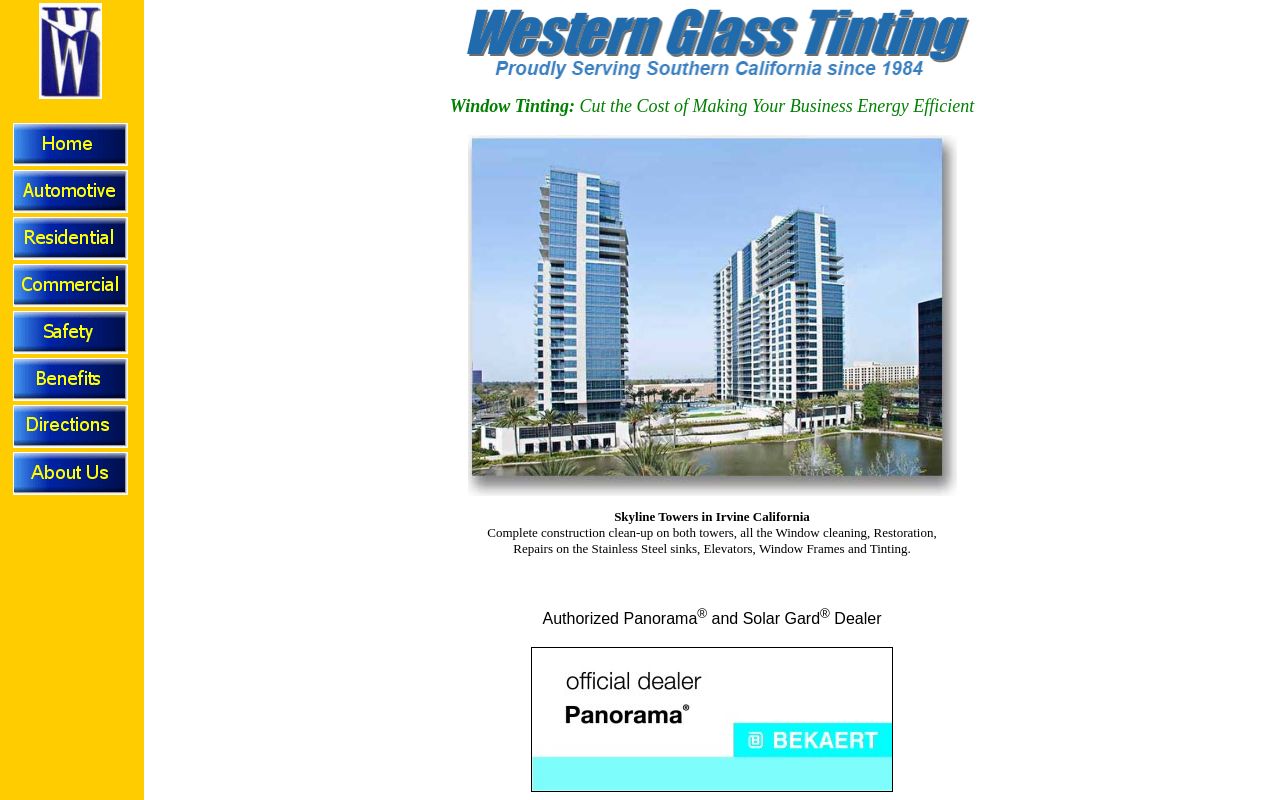 Homepage of Western Glass Tinting's website