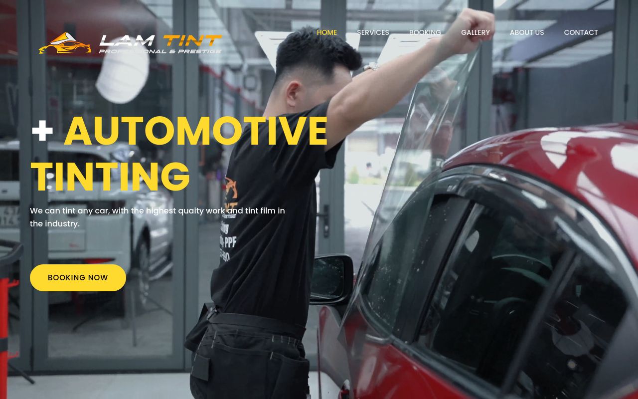 Homepage of Lam Tint Shop's website