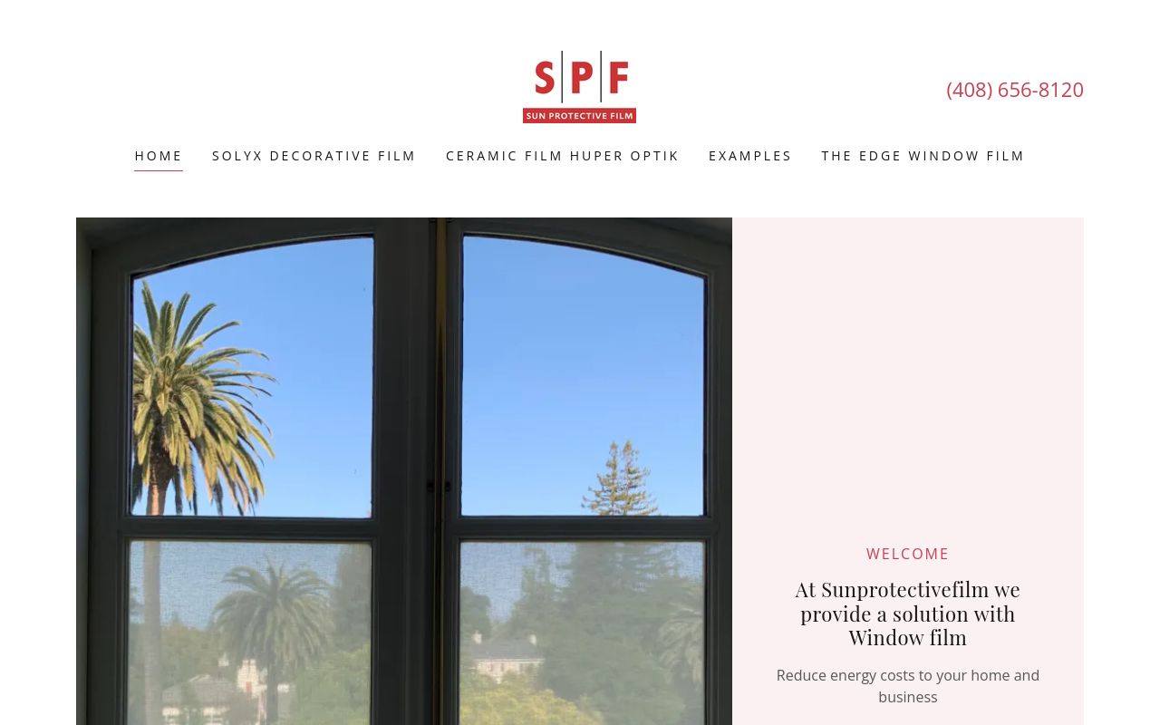Homepage of Sun Protective Film's website
