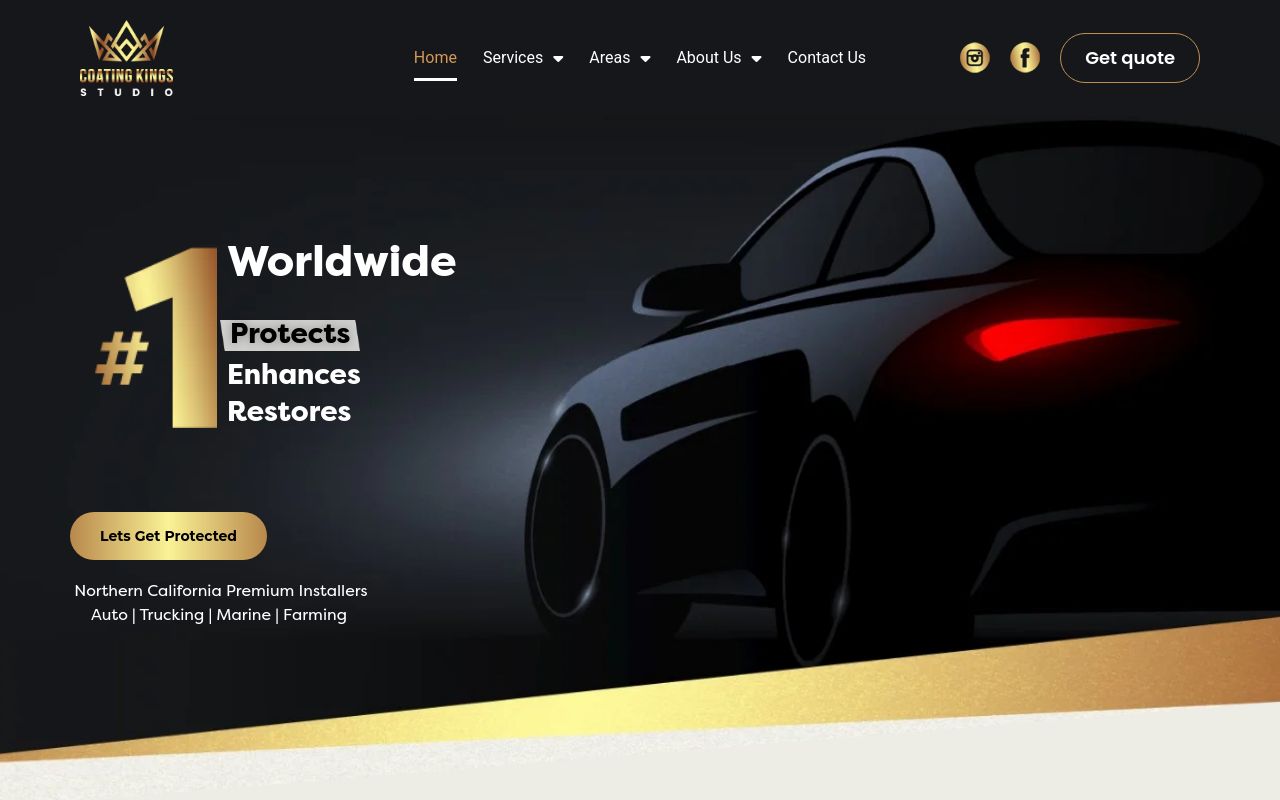 Homepage of Coating Kings Studio's website