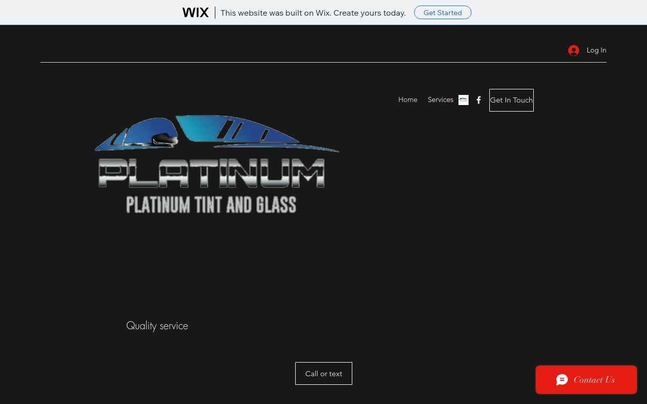 Homepage of Platinum Tint And Glass's website
