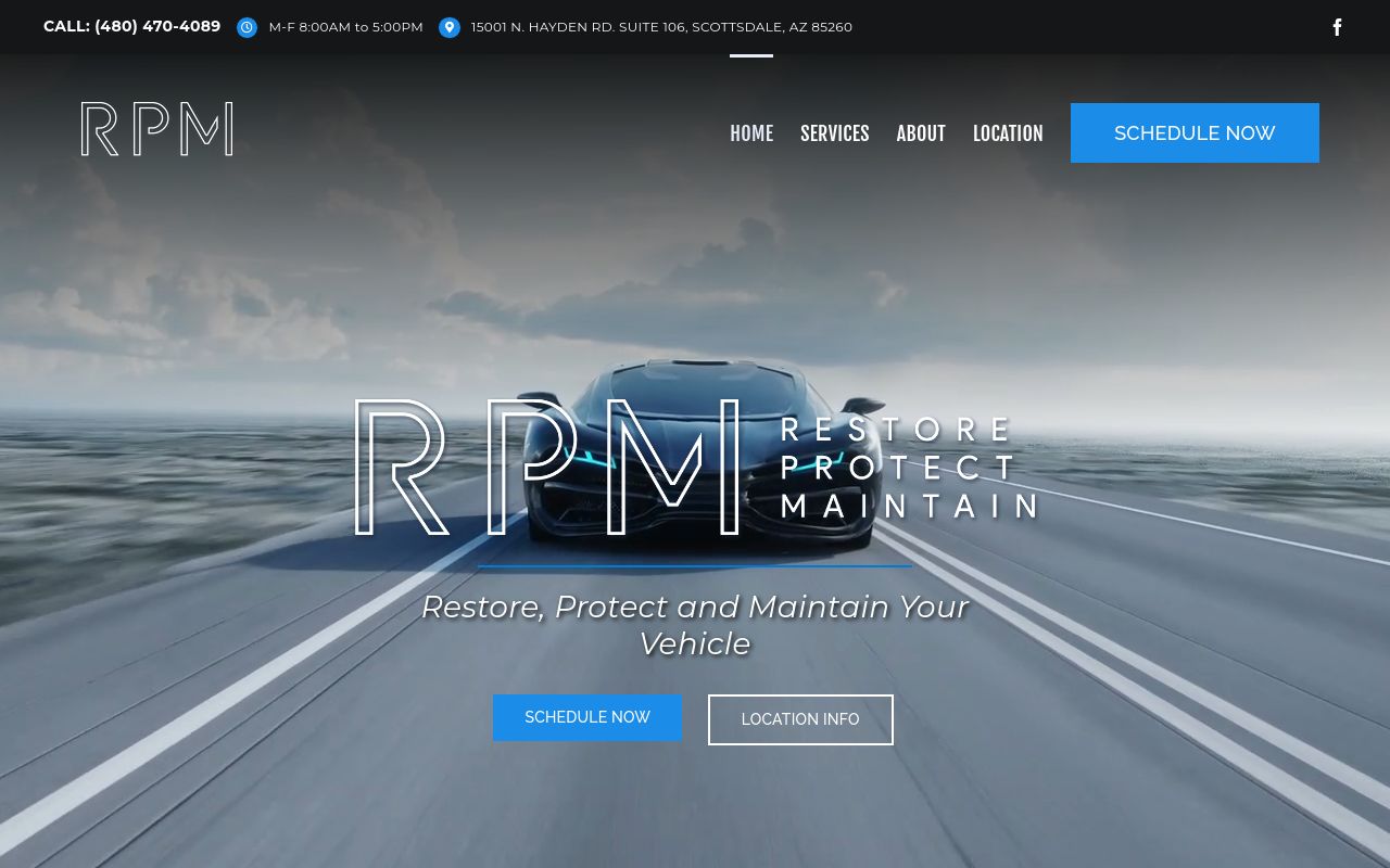 Homepage of RPM Auto Styling's website