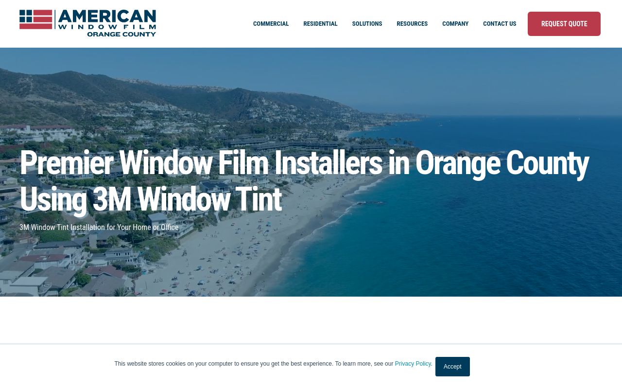 Homepage of American Window Film Orange County's website