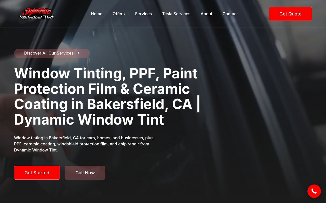 Homepage of Dynamic Window Tint | Vinyl Wrap, Car Wraps's website