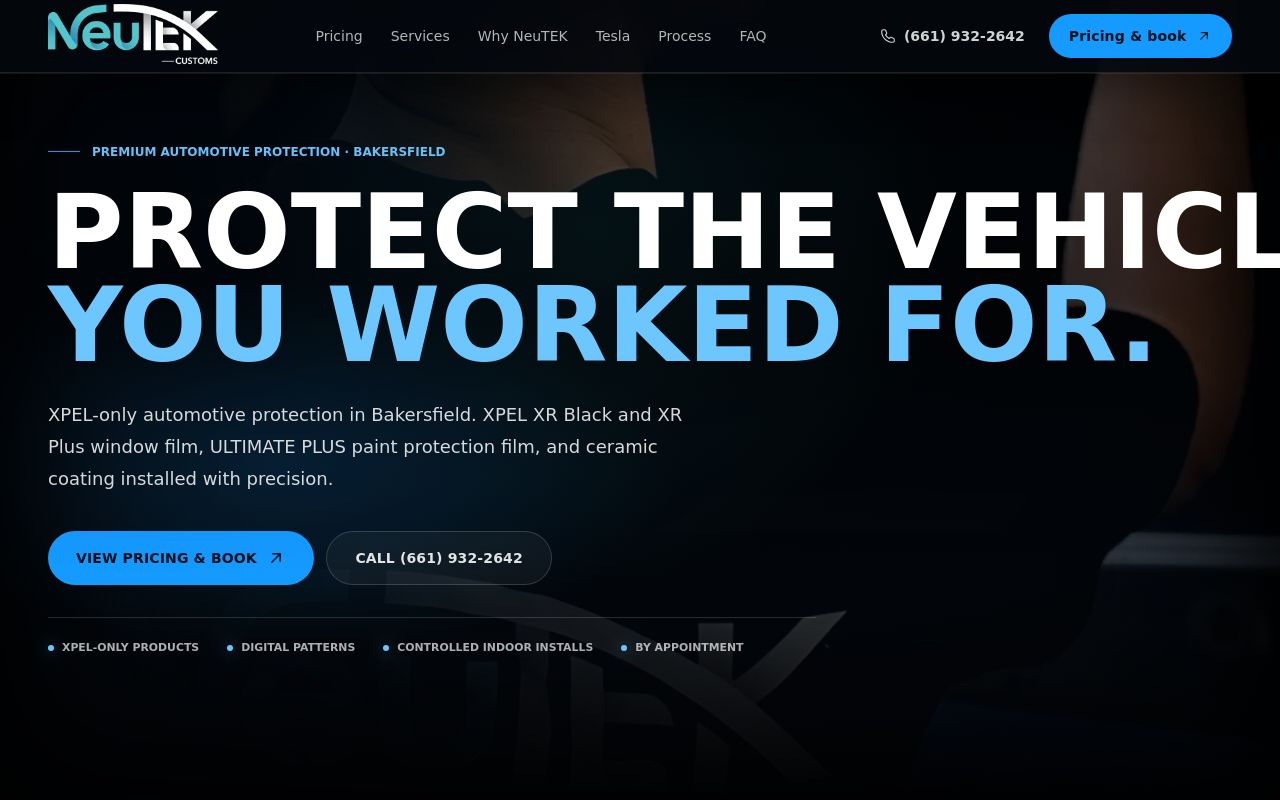 Homepage of NeuTEK Customs, inc. [XPEL Ceramic Tint, PPF, Ceramic Coating Specialists]'s website