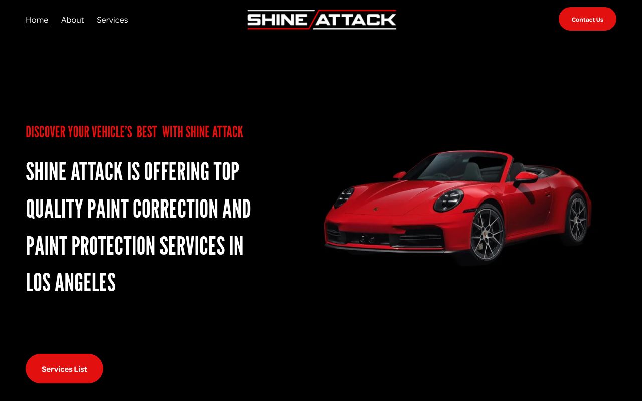 Homepage of Shine Attack Auto Studio / Polishing, PPF, Wrap, and More's website