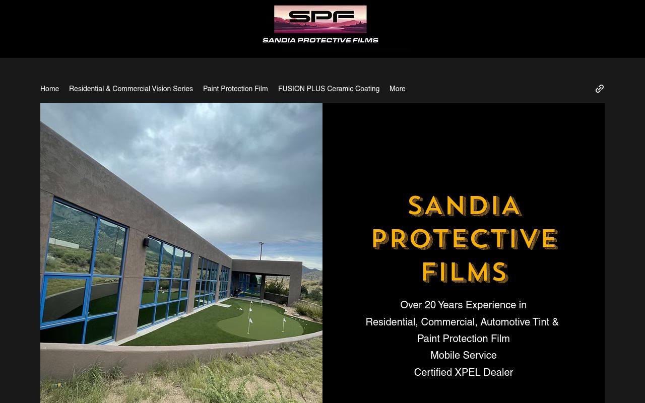 Homepage of Sandia Protective Films's website
