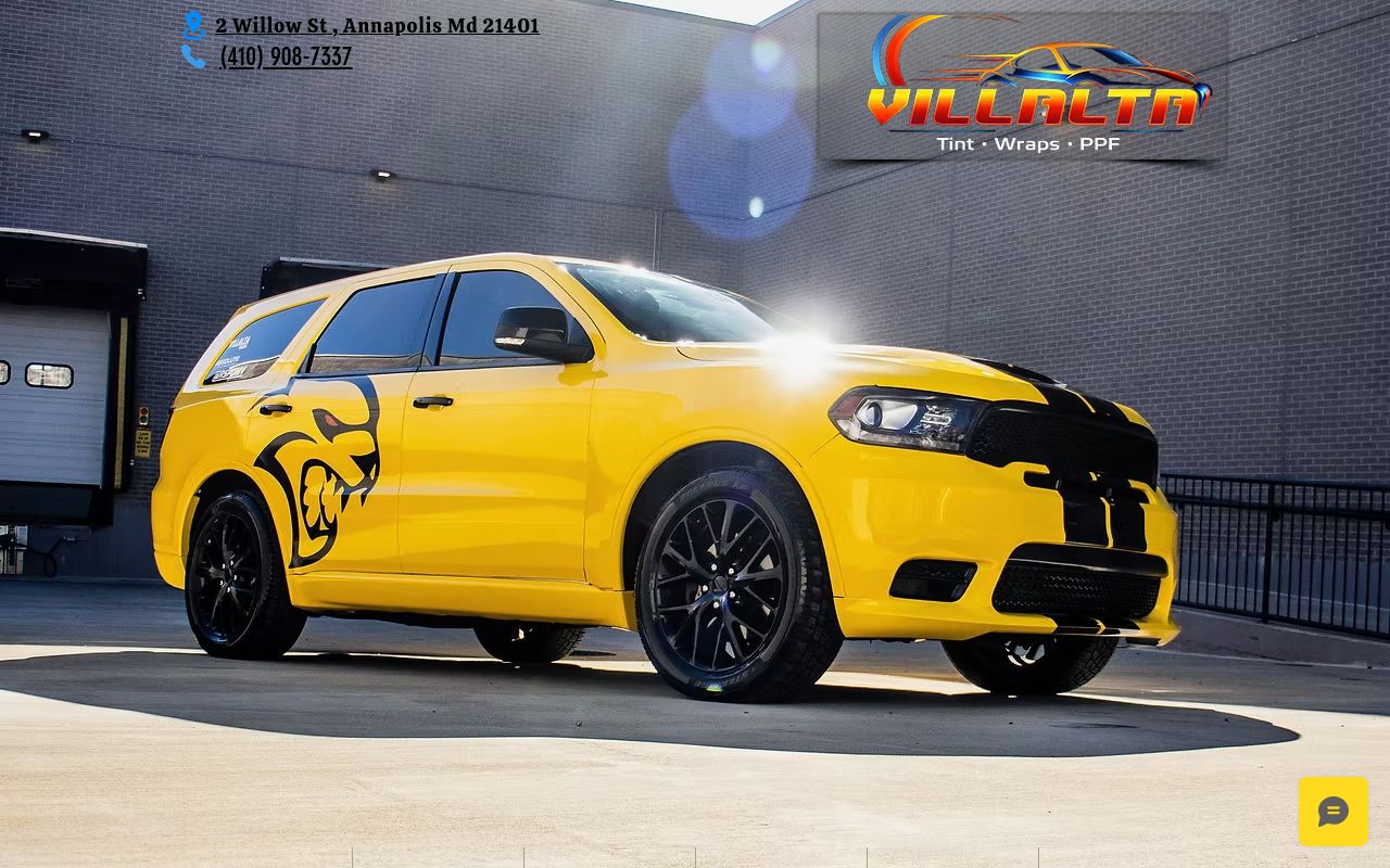 Homepage of Villalta Window Tint & Wraps's website