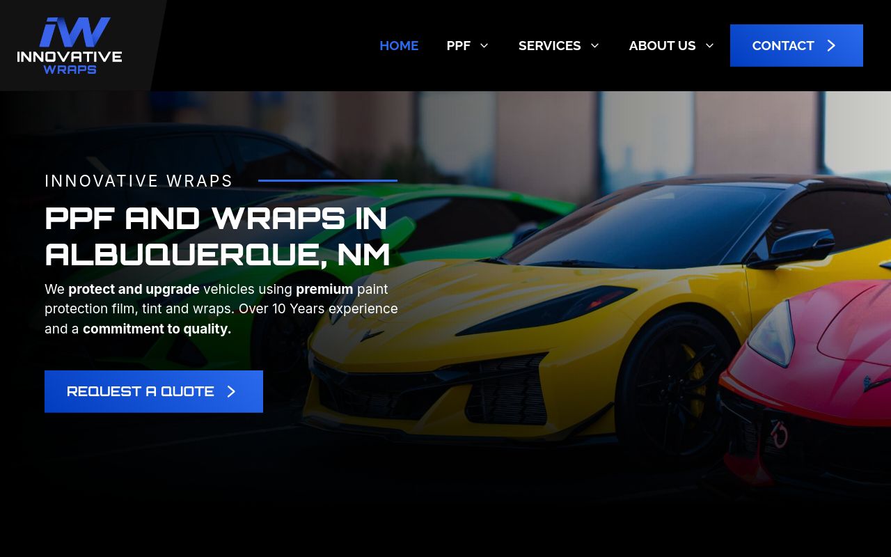 Homepage of Innovative Wraps's website