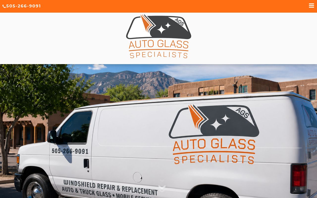 Homepage of Auto Glass Services's website