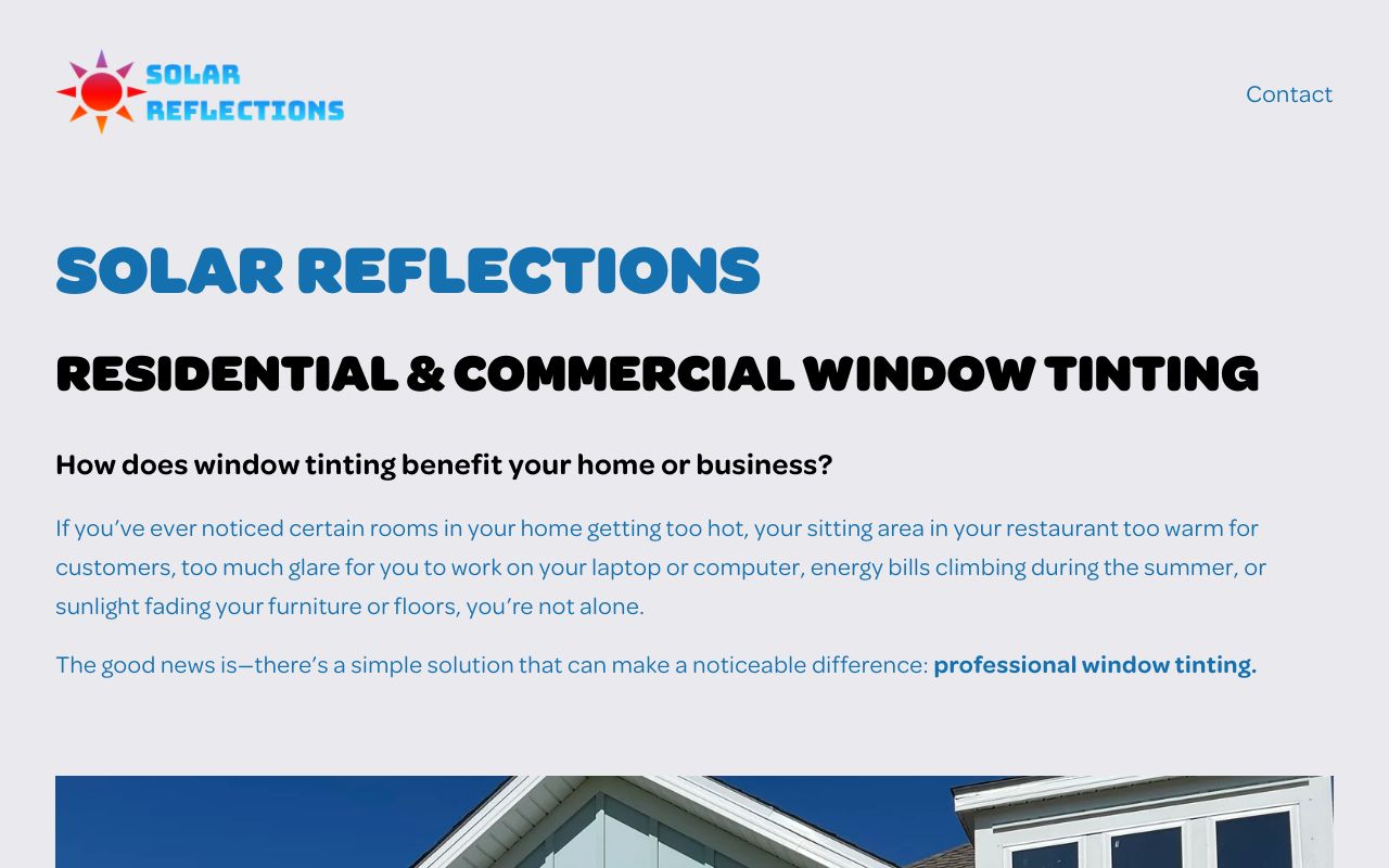 Homepage of Solar Reflections LLC's website