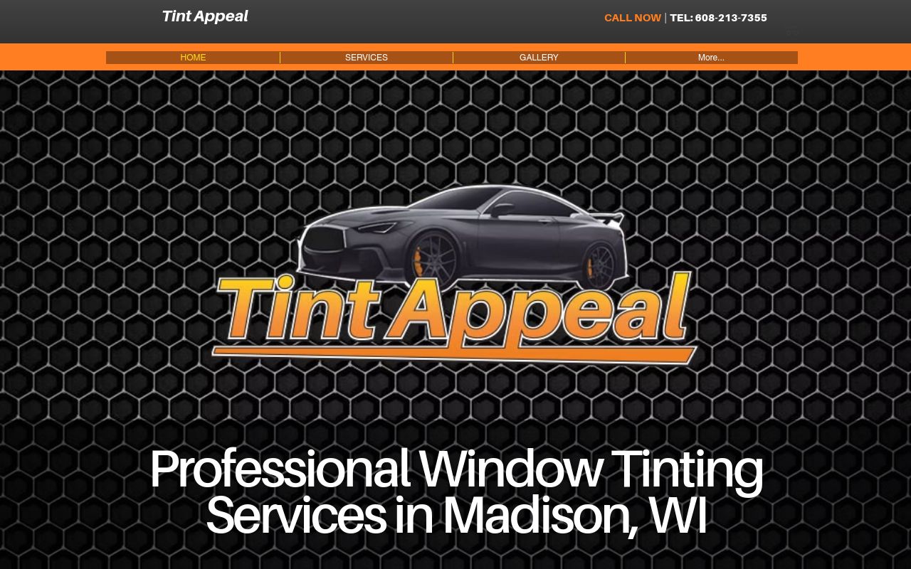 Homepage of Tint Appeal's website
