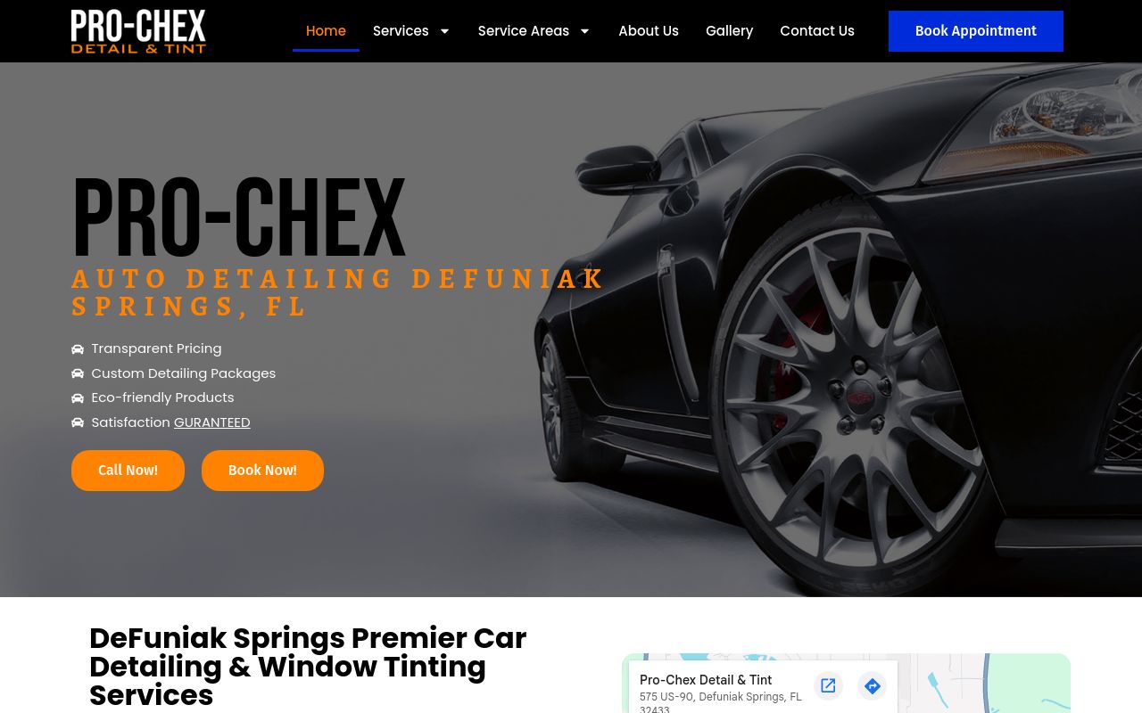 Homepage of Pro-Chex Detail & Tint's website