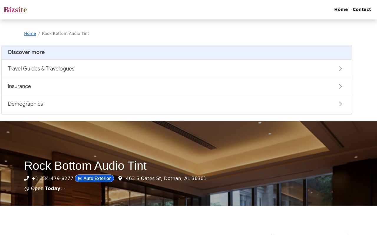 Homepage of Rock Bottom Audio & Tint's website