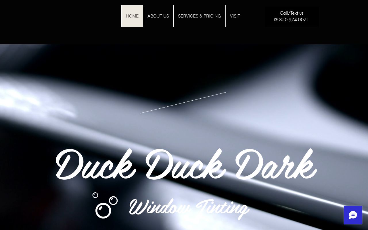 Homepage of Duck Duck Dark's website