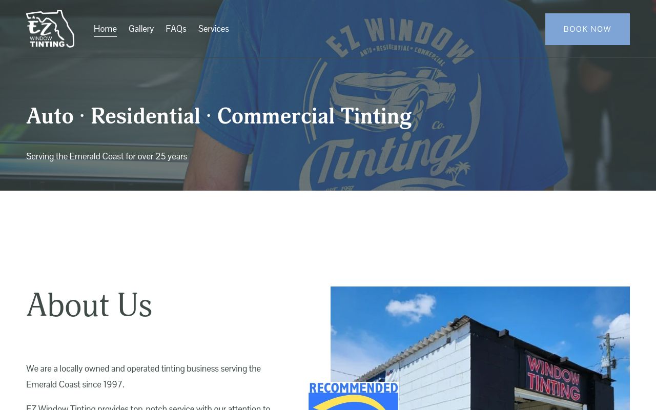 Homepage of EZ Window Tint & Details's website