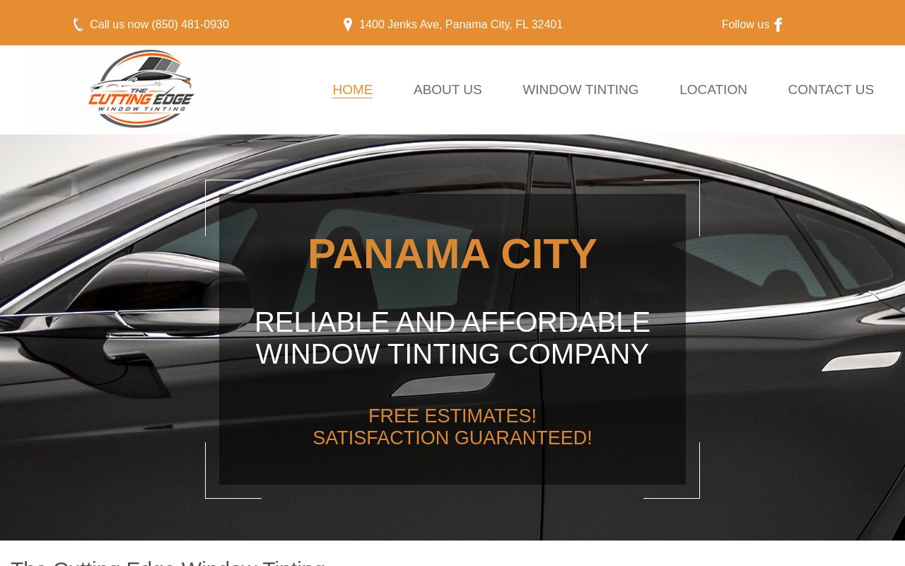 Homepage of The Cutting Edge Window Tinting's website