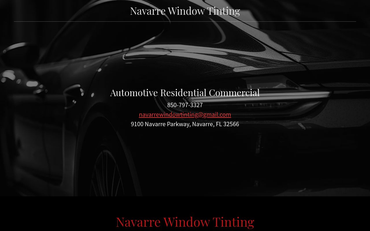 Homepage of Navarre Window Tinting, LLC's website
