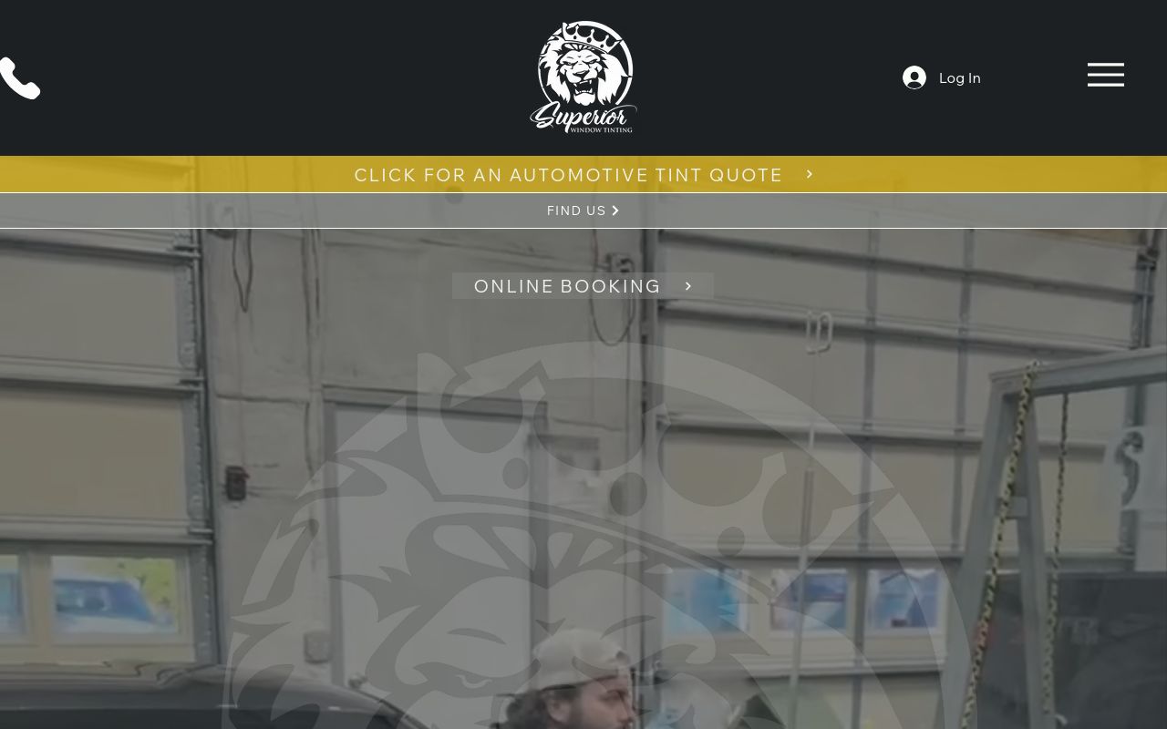 Homepage of Superior Window Tinting's website
