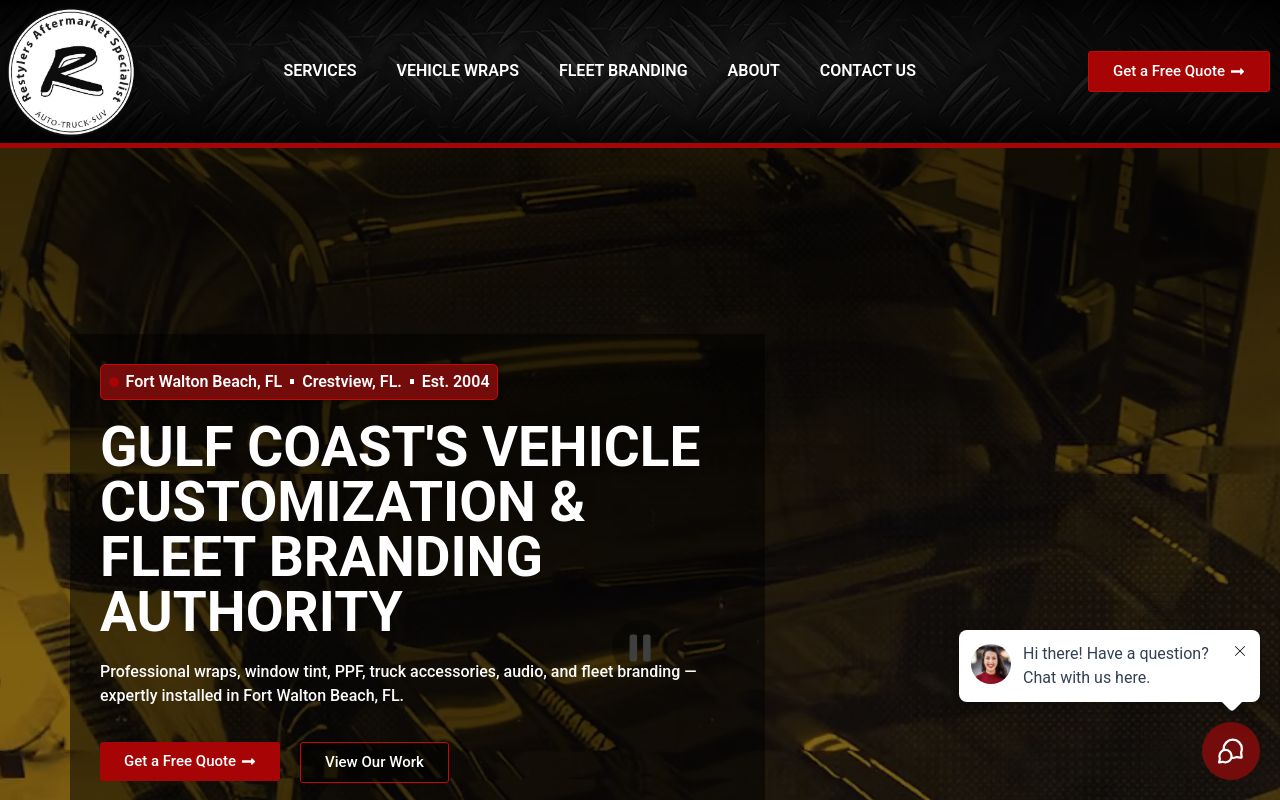 Homepage of Restylers Aftermarket Specialist's website