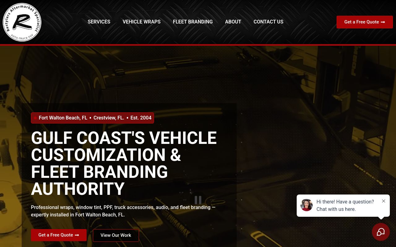 Homepage of Restylers Aftermarket Specialist Inc's website
