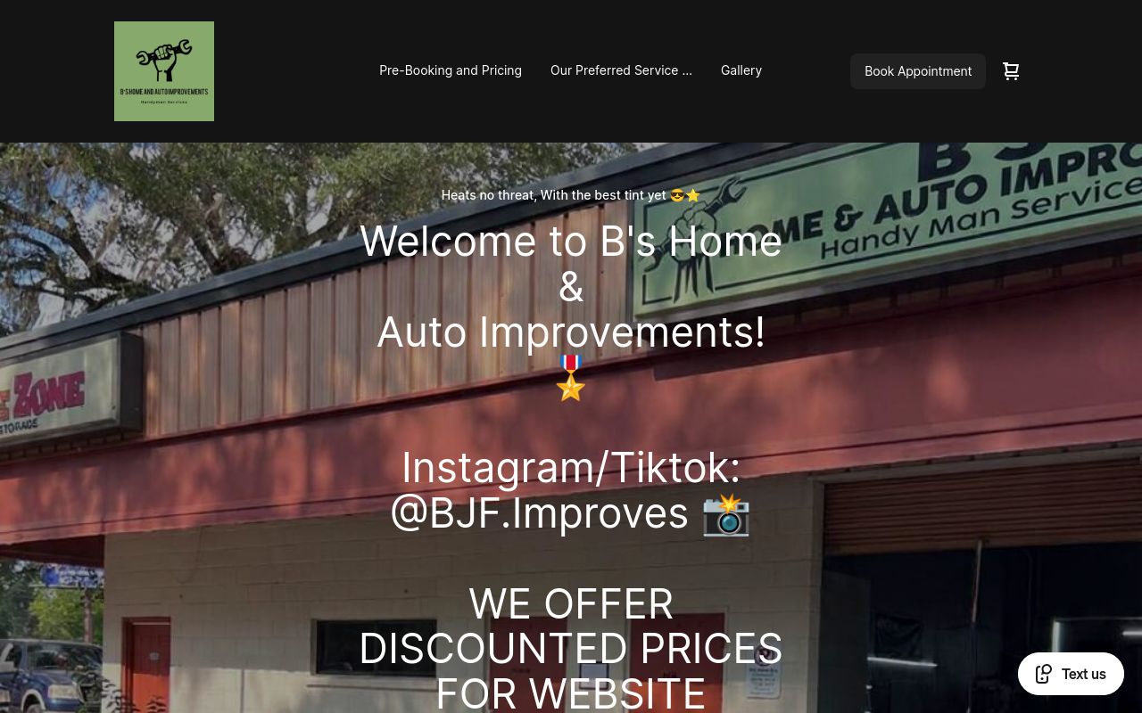 Homepage of B's Home and Auto Improvements's website