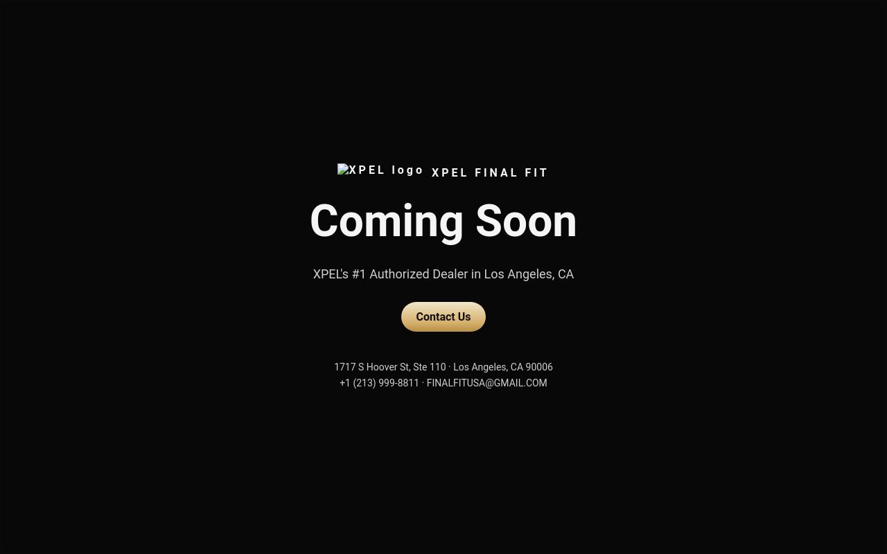 Homepage of Xpel Final Fit's website