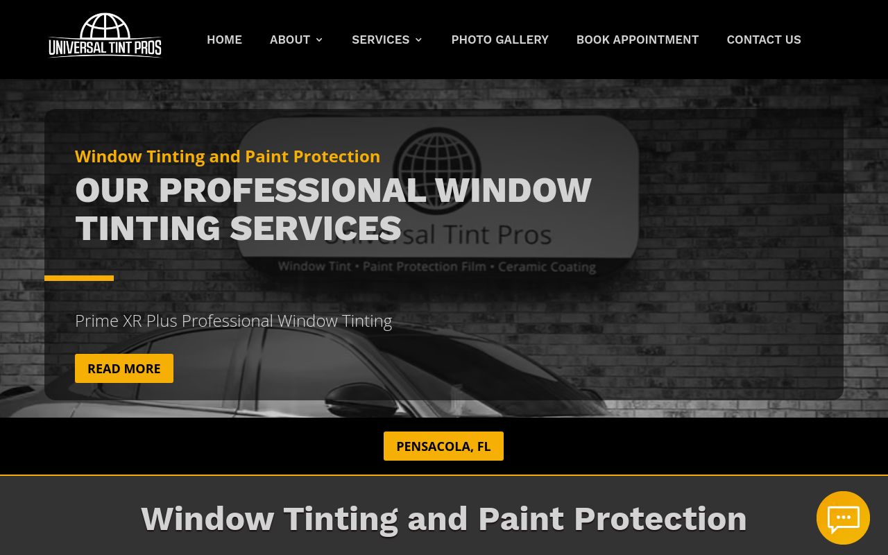 Homepage of Universal Tint Pros of Pensacola's website