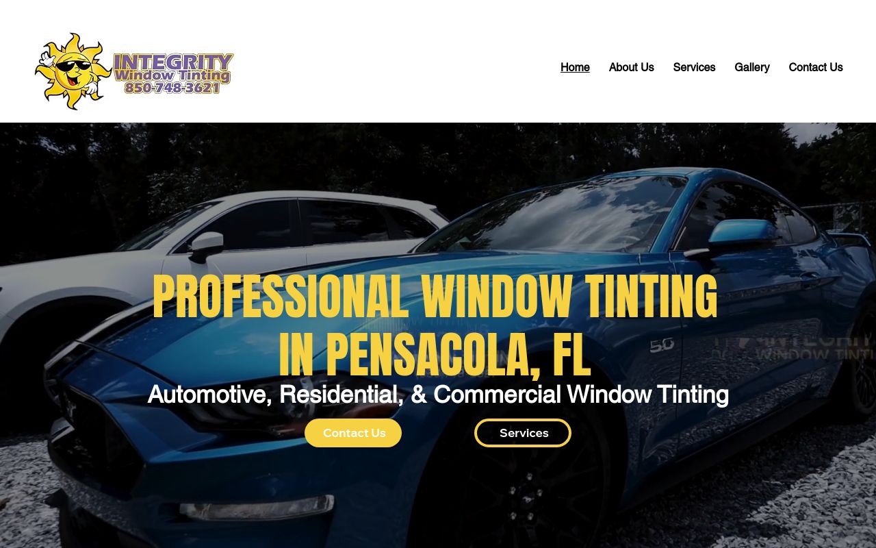 Homepage of Integrity Window Tinting's website