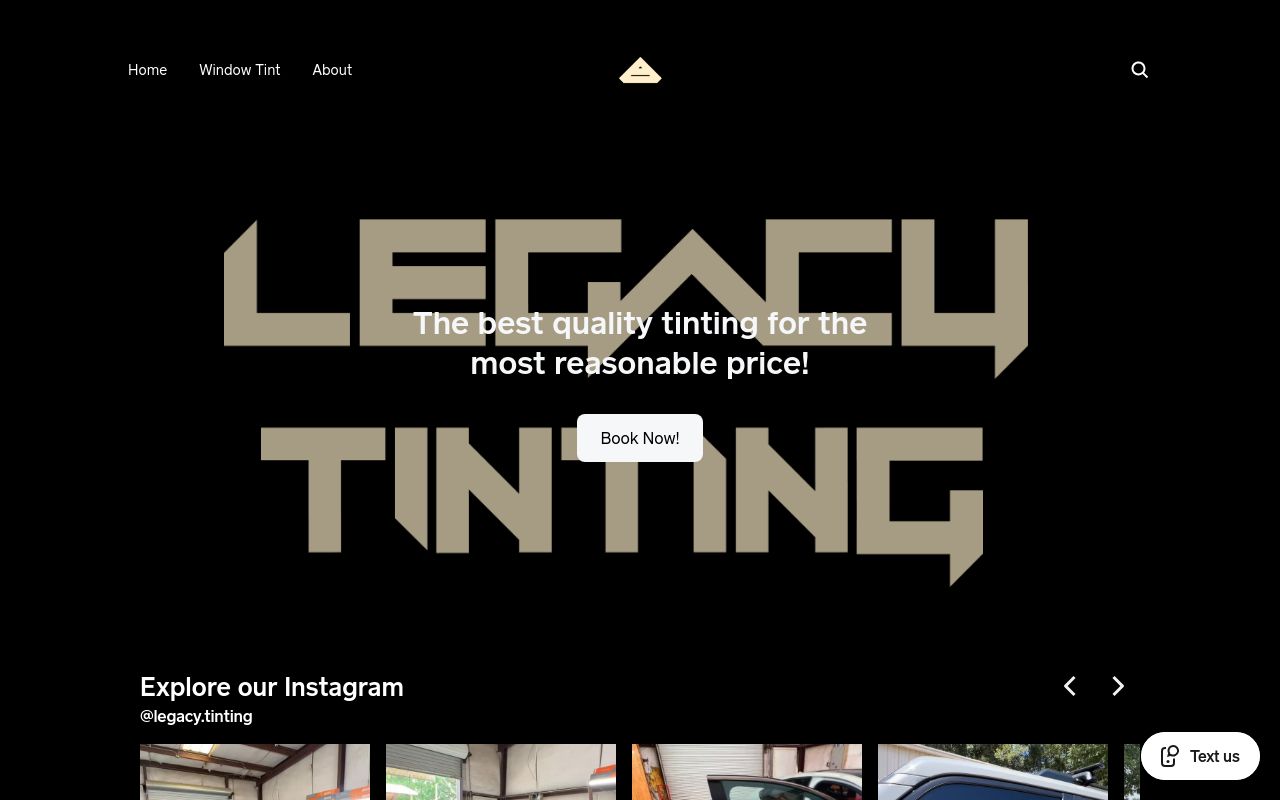 Homepage of Legacy Tinting's website