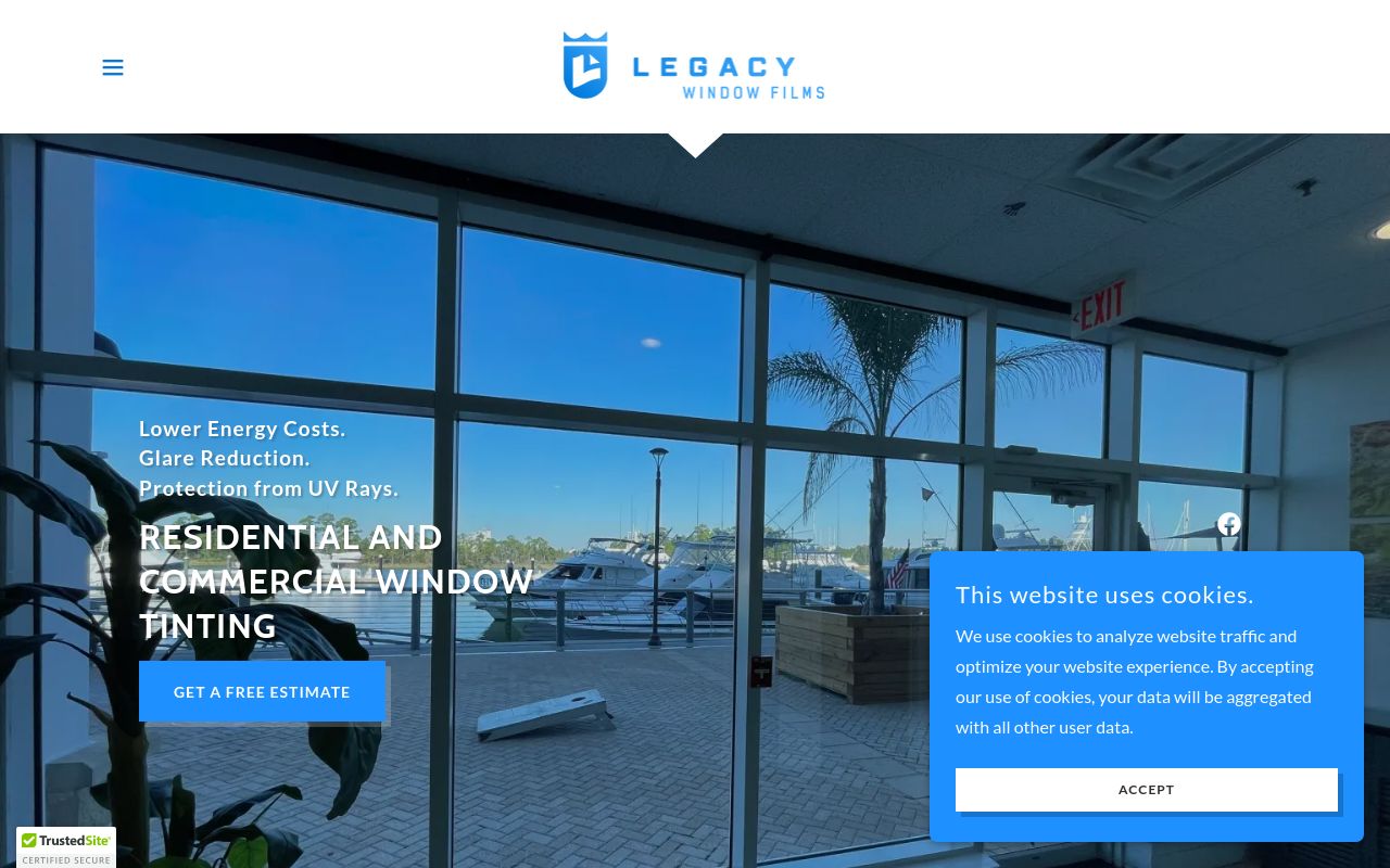 Homepage of Legacy Window Films, LLC's website