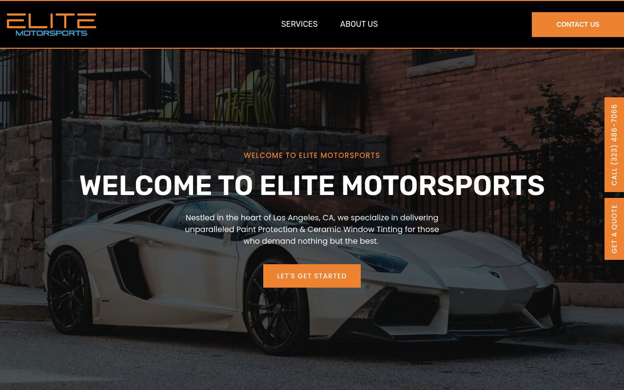 Homepage of Elite Motorsports LA - Window Tinting - Paint Protection Film PPF - Ceramic Coating's website