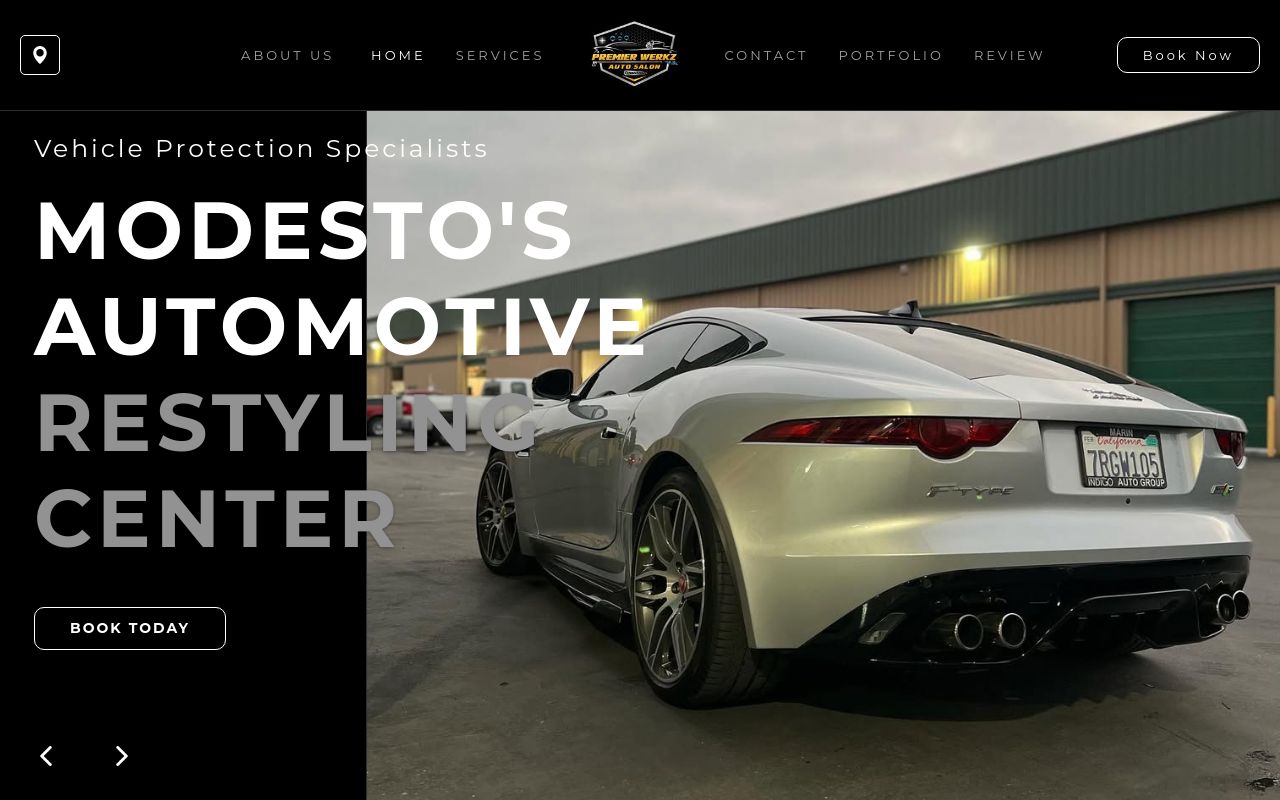 Homepage of Premier Werkz Auto Salon's website