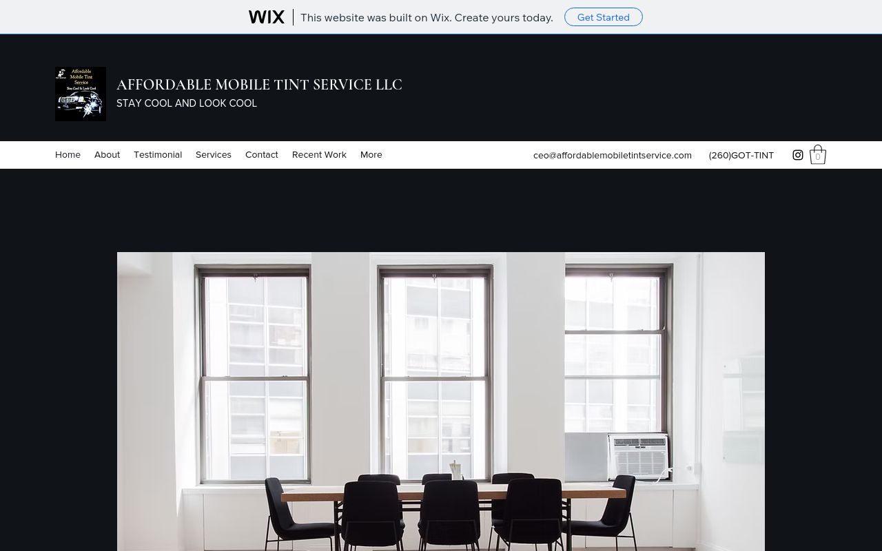 Homepage of Affordable Mobile Tint Service LLC's website