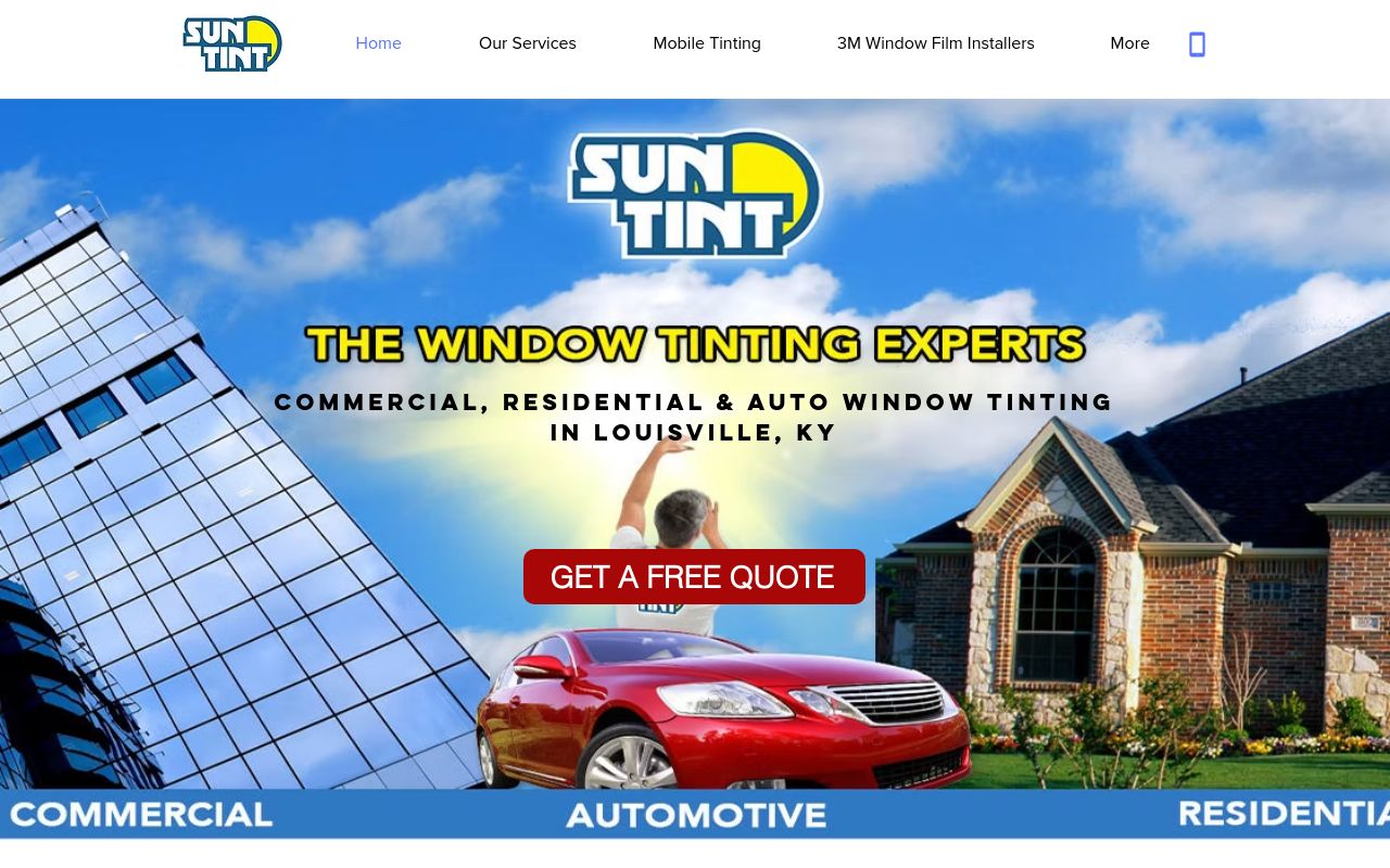 Homepage of Sun Tint's website