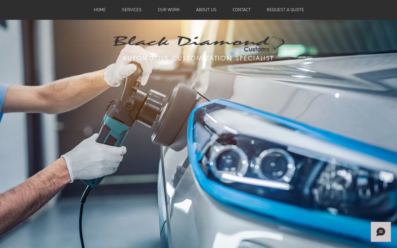 Homepage of Black Diamond Customs's website