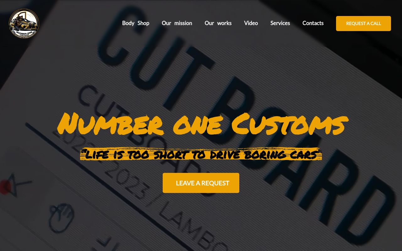 Homepage of Number One Customs's website