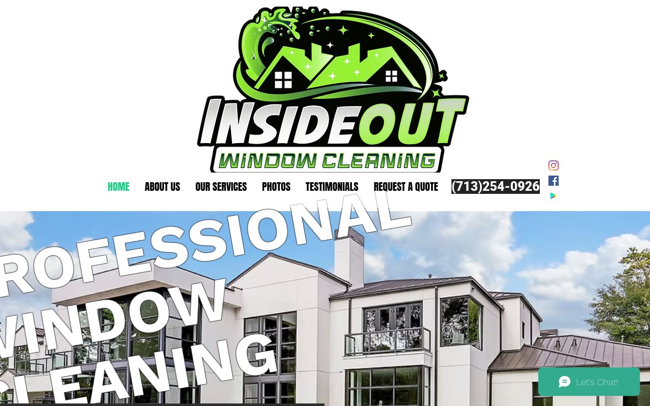 Homepage of Inside Out Cleaning's website