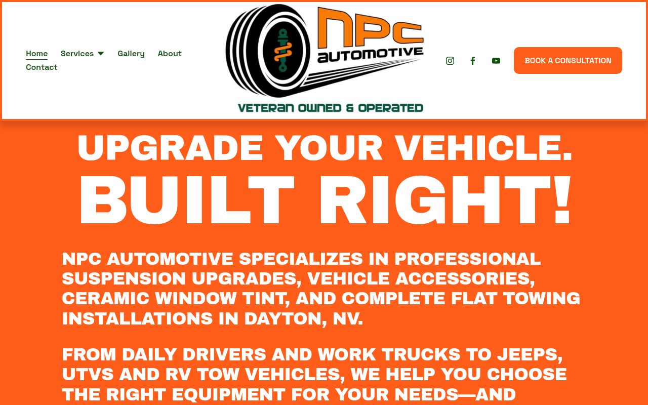 Homepage of NPC Automotive LLC's website
