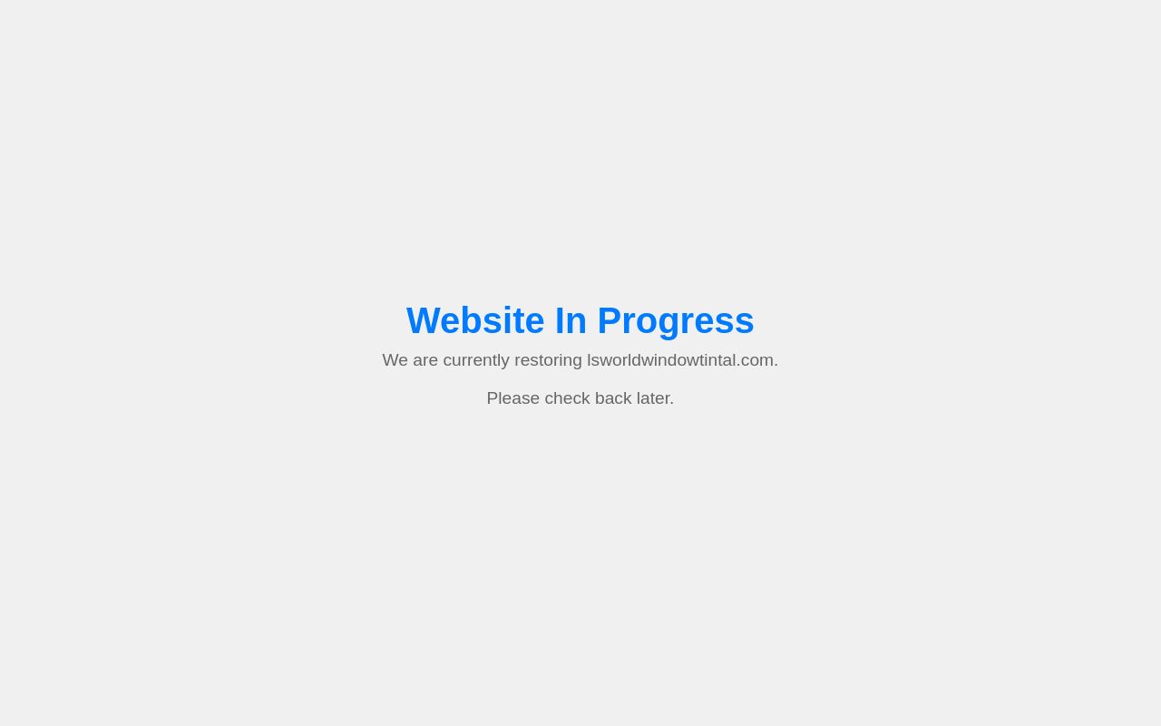 Homepage of LS World Window Tint's website