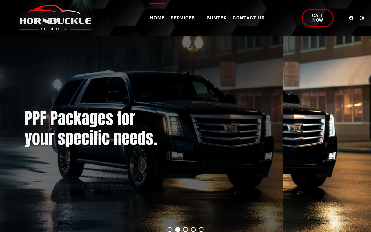 Homepage of Hornbuckle Auto Detailing's website