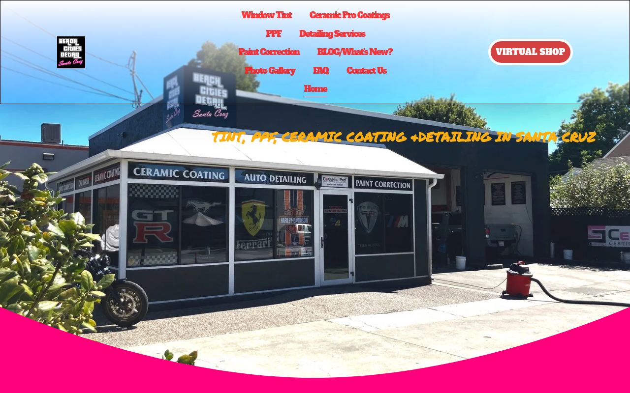 Homepage of Beach Cities Detail, PPF Film, Ceramic Coating, Window Tint's website