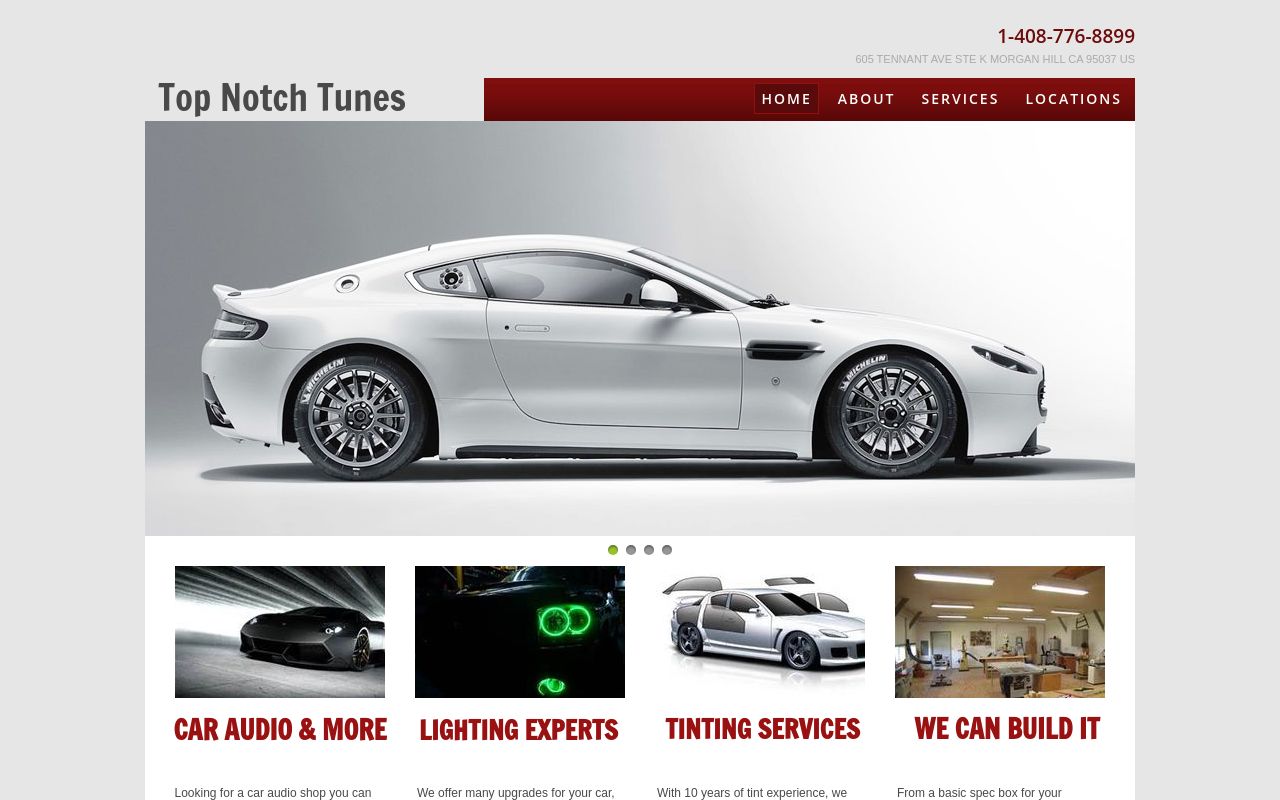 Homepage of Top Notch Tunes's website