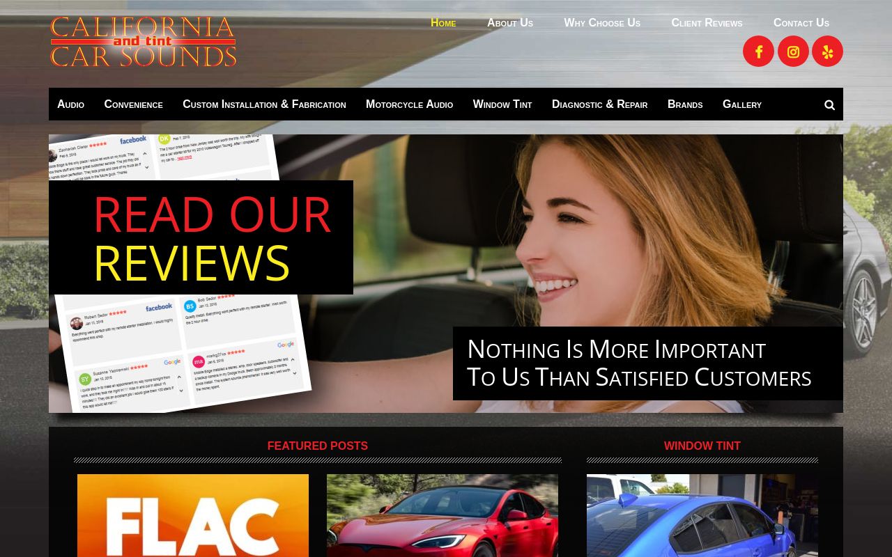 Homepage of California Car Sounds, Inc.'s website