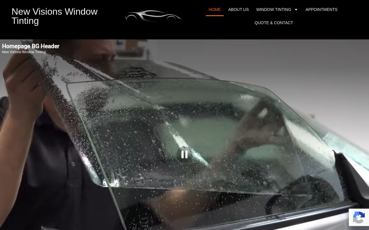 Homepage of New Visions Window Tinting's website