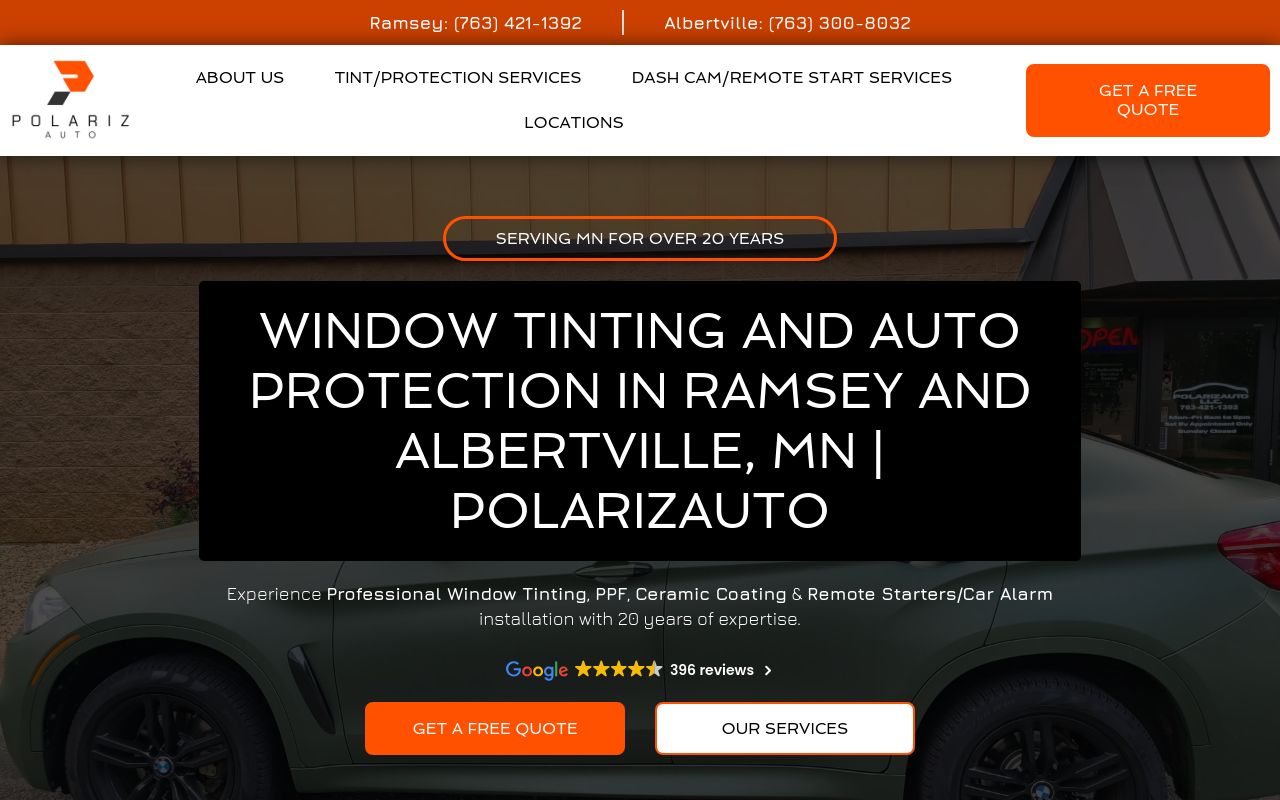 Homepage of Polarizauto LLC's website