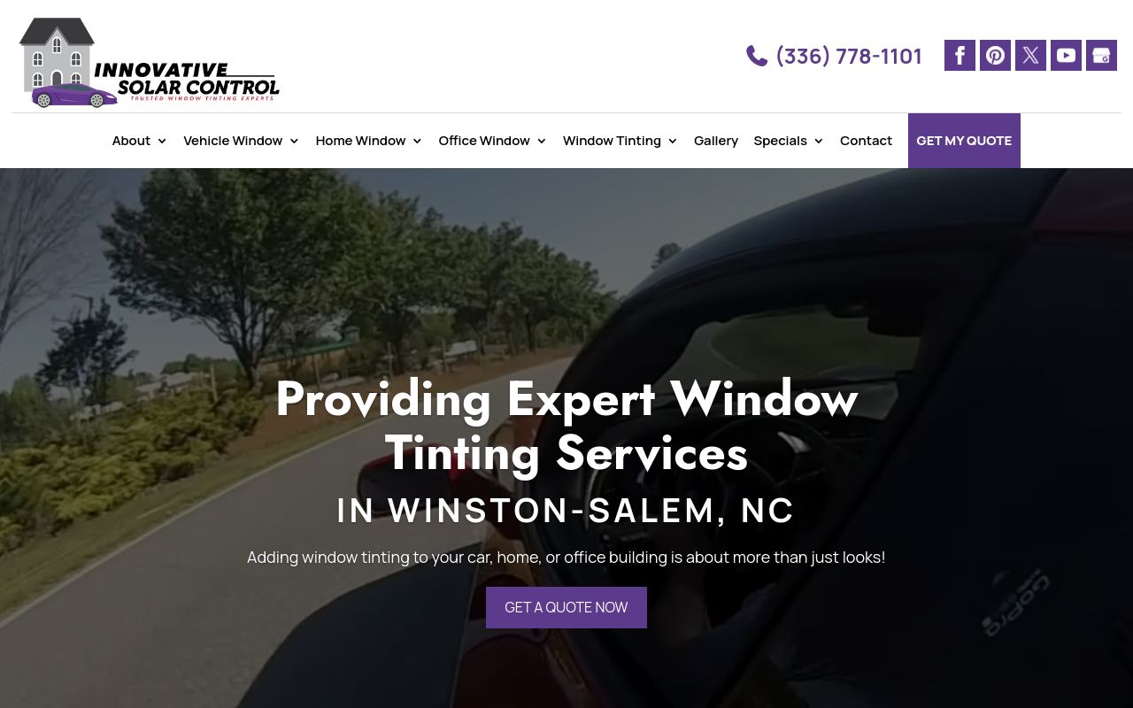 Homepage of Innovative Solar Control Inc.'s website