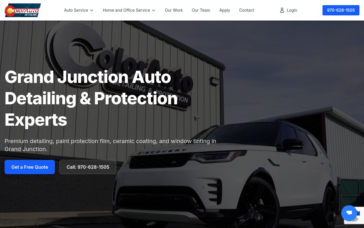 Homepage of ColorAuto Detailing's website